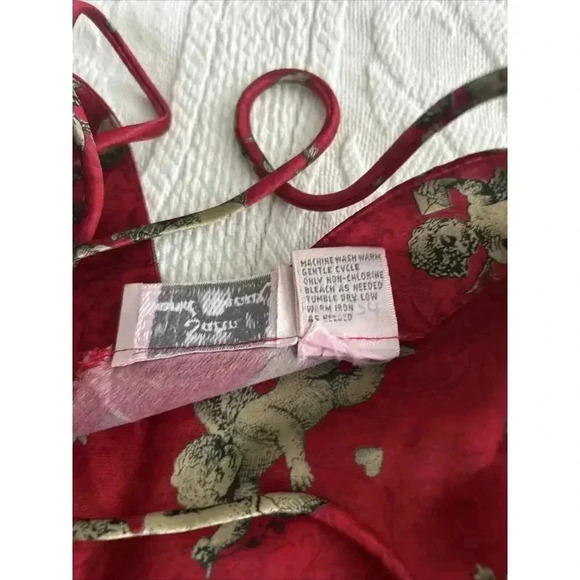 Vtg Satin And Beaux Sleepwear Women's L Large Red Cupid Slip Night Gown Bias Cut - Picture 9 of 10